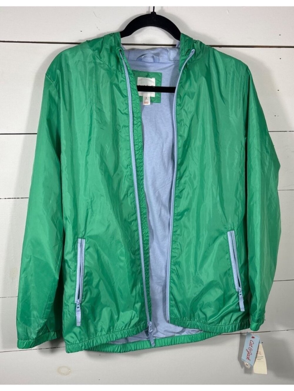 Cat & Jack XL Green Hooded Windbreaker Jacket With Recycled Polyester